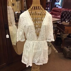 Anthropologie Honey Punch lace Romper